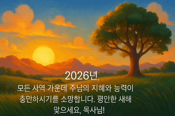 나무 떠오르는 해-2026년 목사님 기독교 새해 인사말