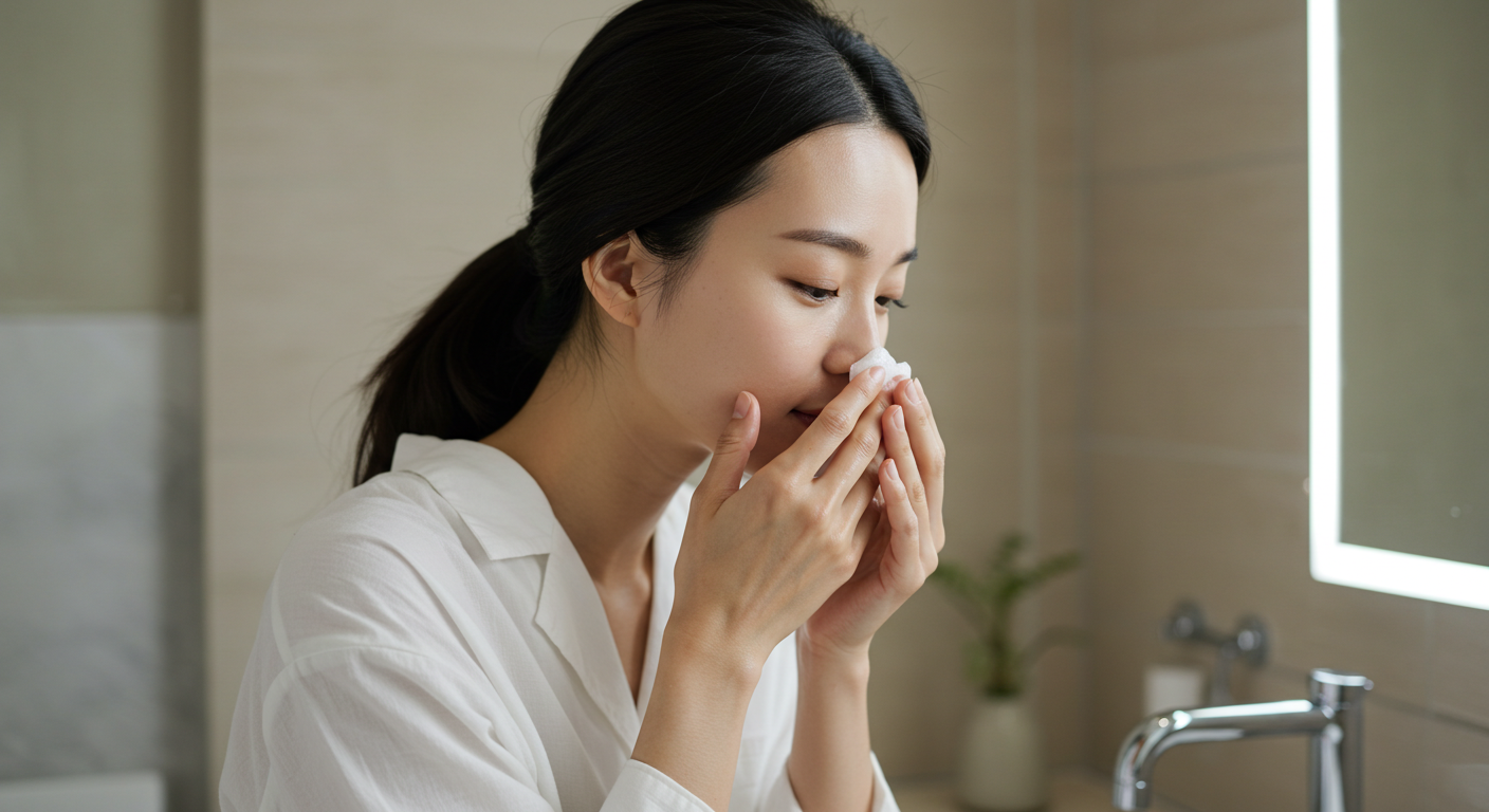 코를 씻고있는 한국여성