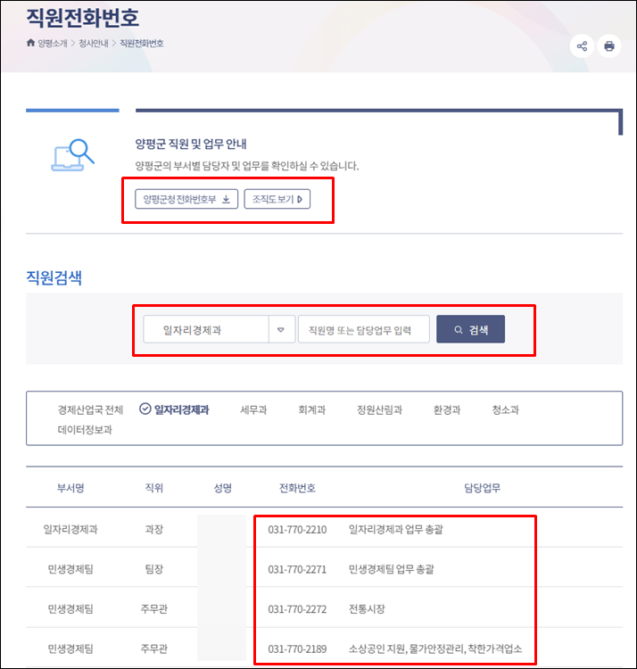 양평군청-전화번호