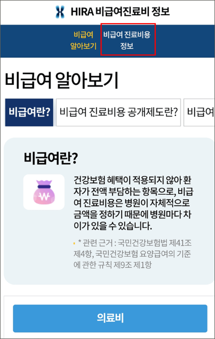 비급여 진료비 조회 확인서비스