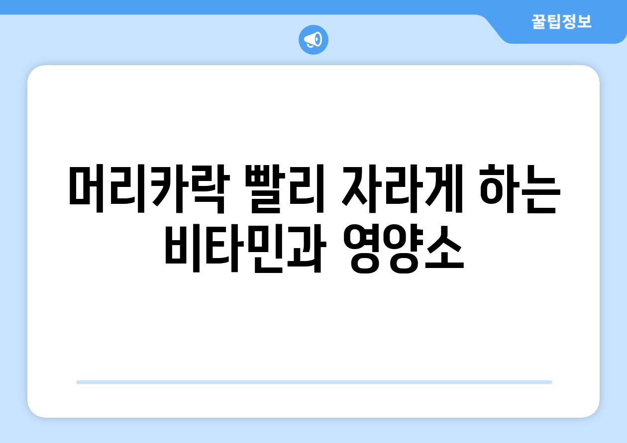 머리카락 빨리 자라게 하는 비타민과 영양소