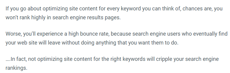 1. SEO 실수: 잘못된 키워드에 대한 사이트 최적화 이미지