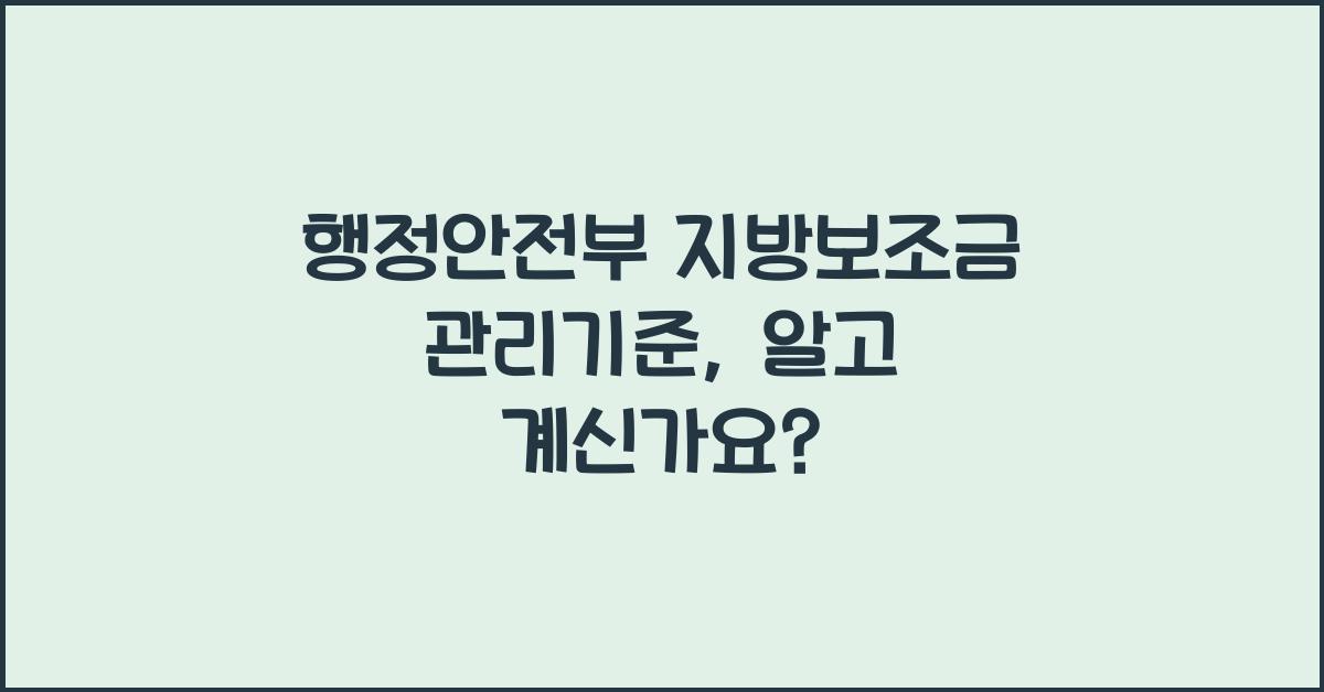행정안전부 지방보조금 관리기준