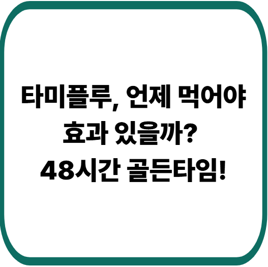 타미플루 효과 언제부터? 복용 시기·부작용까지 한눈에 정리