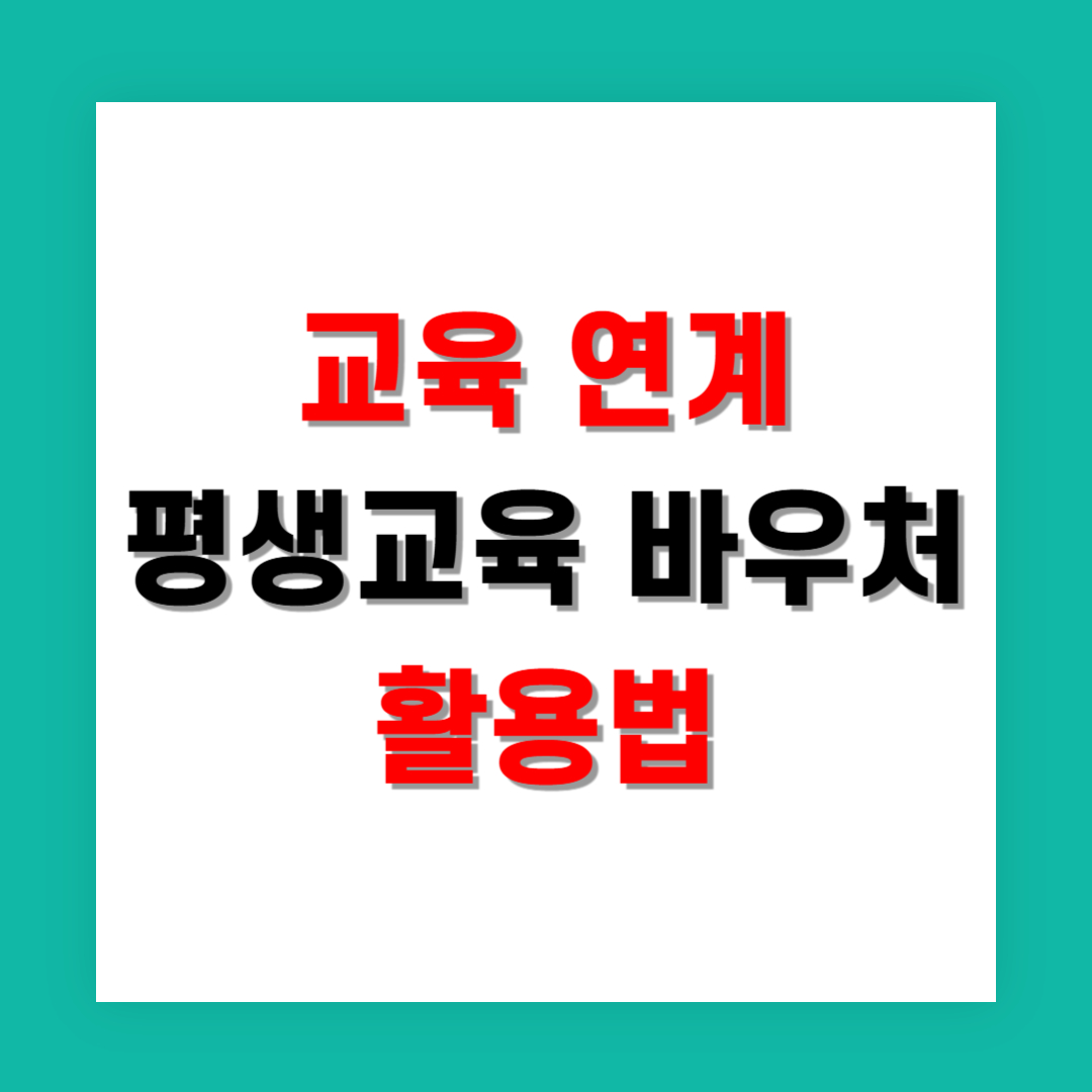 이용자 맞춤 교육 연계 평생교육 바우처 활용법