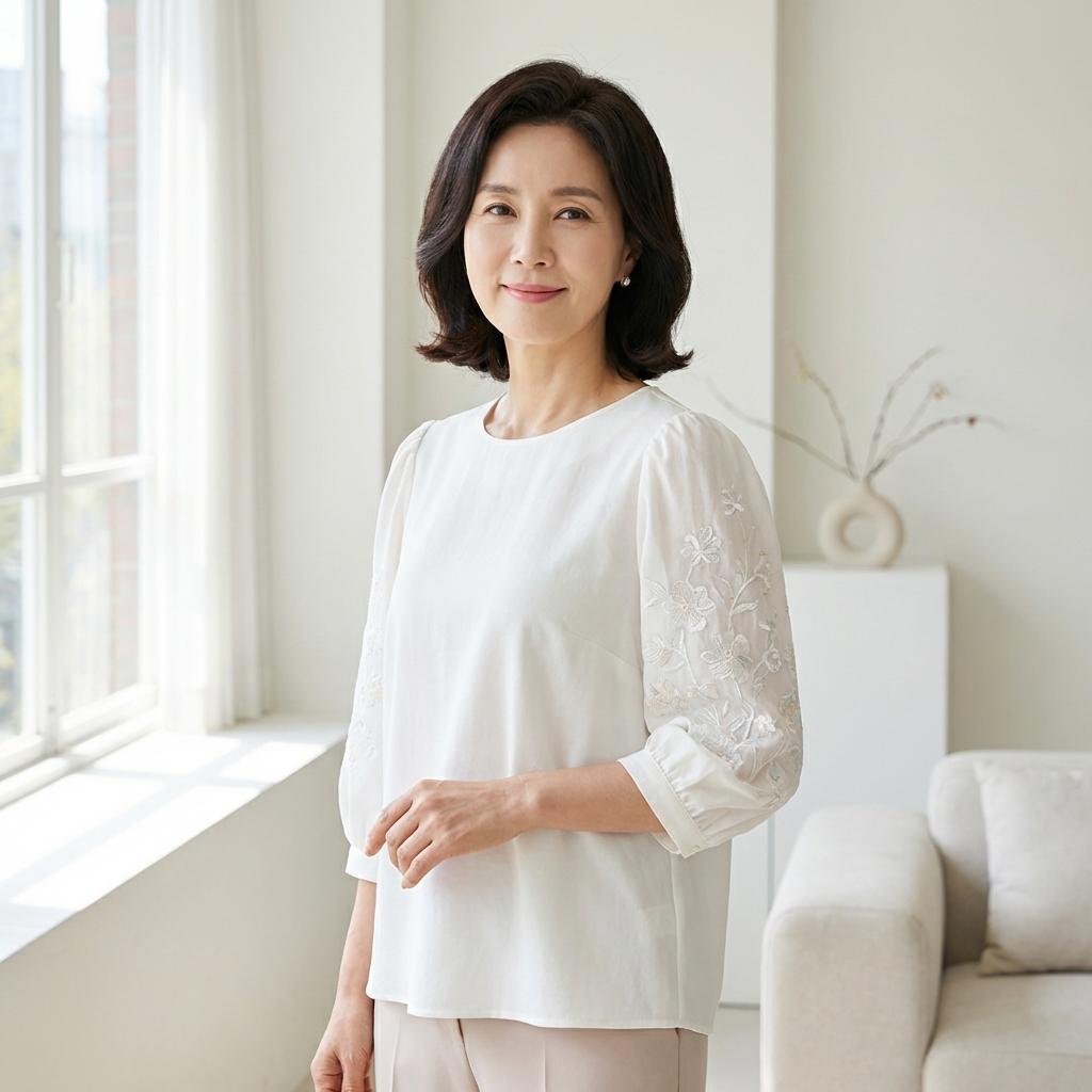 팔뚝살 고민 끝, 7부 퍼프 소매 블라우스 추천