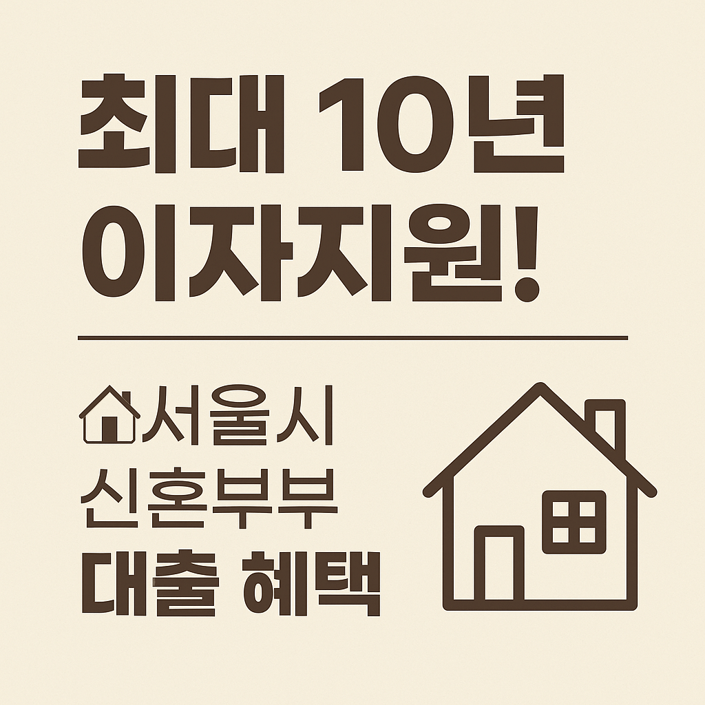 2025년 서울시 신혼부부를 위한 이자지원&middot;혼수비 지원정책을 소개하는 정책요약 인포그래픽입니다.