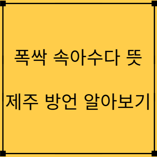 폭싹 속았수다 뜻과 많이 사용하는 제주 방언을 알아보기