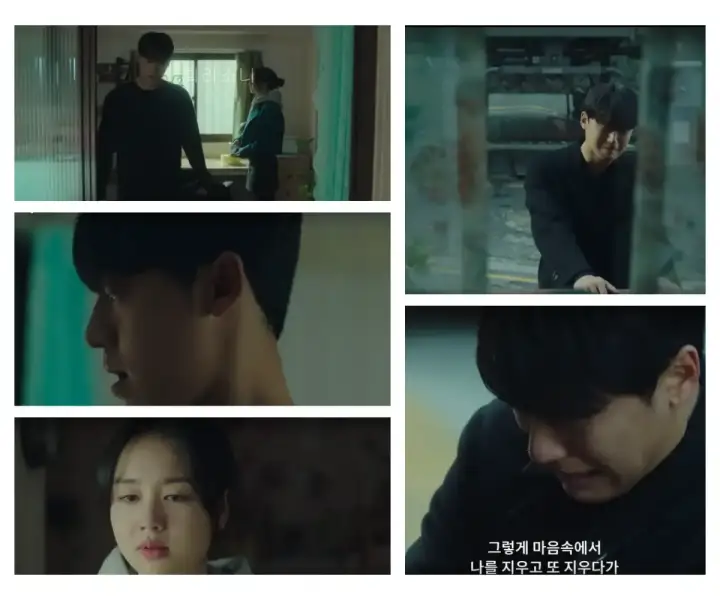 미주에게 이별을 고하는 강호와 이별 후 오열하는 강호의 모습.