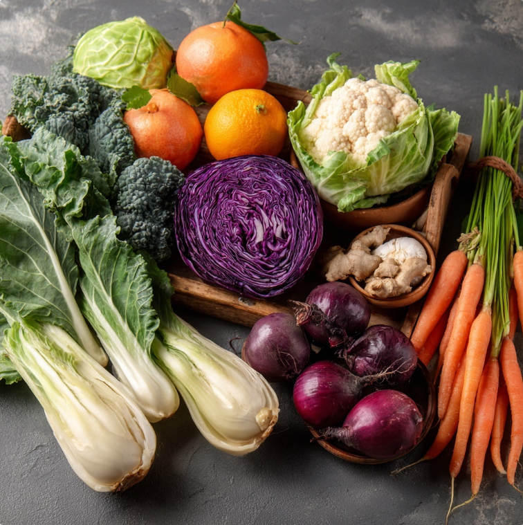 신선한 야채 모음 배추 와 양배추