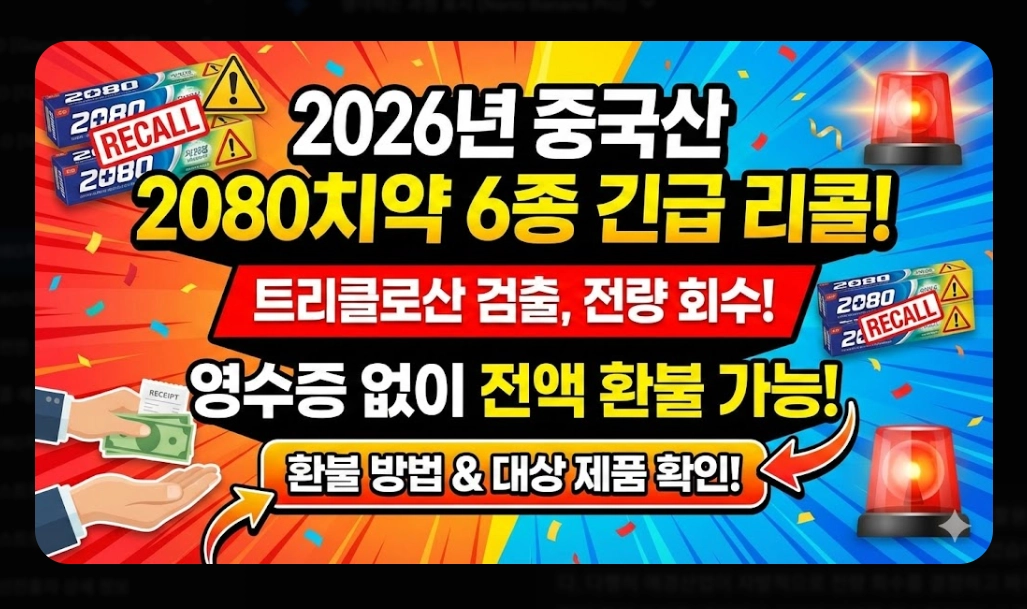 2080치약 리콜 대상(6종, 확인법)(환불 + 방법)