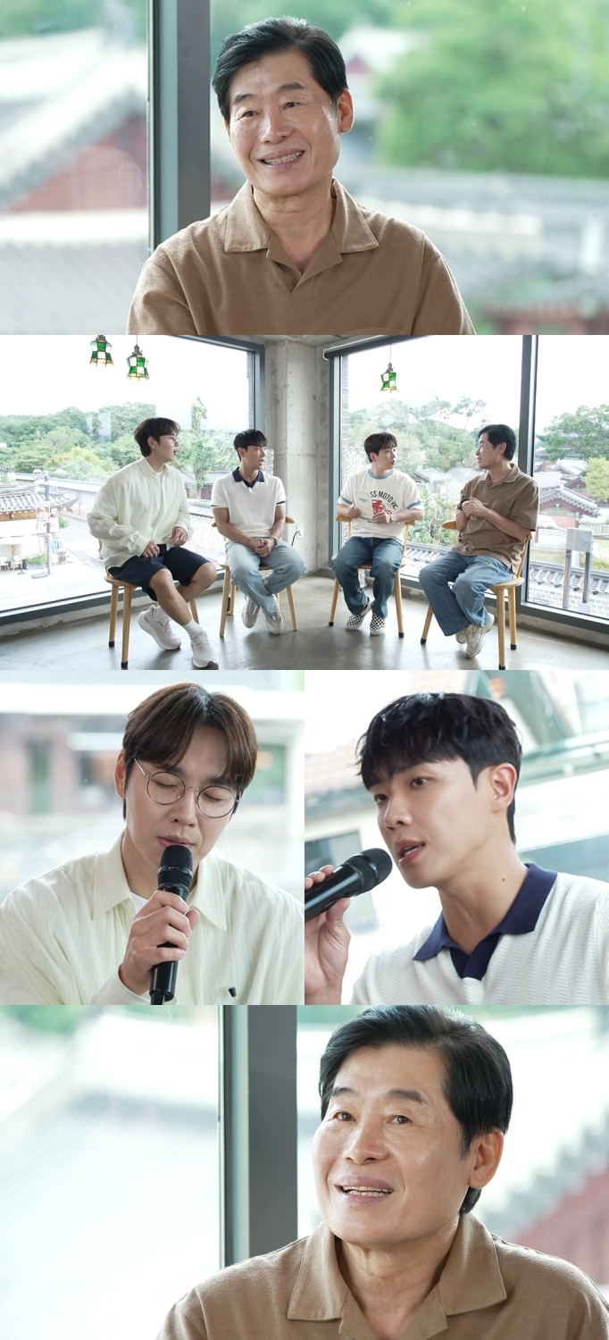 플레이리스트 109 최종회에서 이연복과 이석훈 이준 딘딘이 버팀송을 나누는 방송 장면 모음