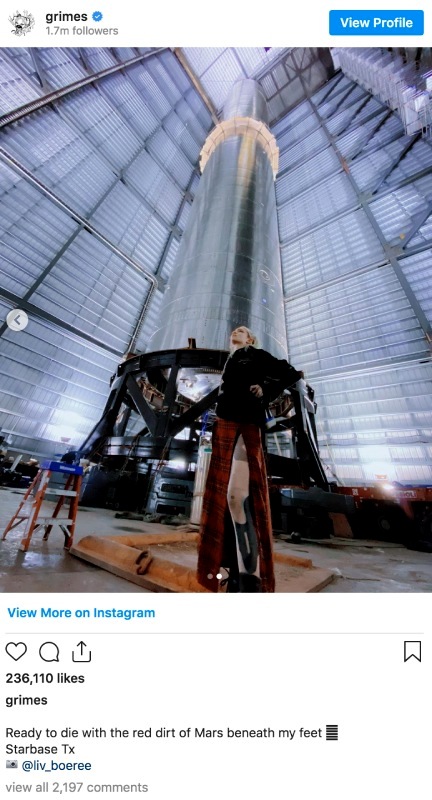 일론 머스크 얀인 그라임즈 인스타그램