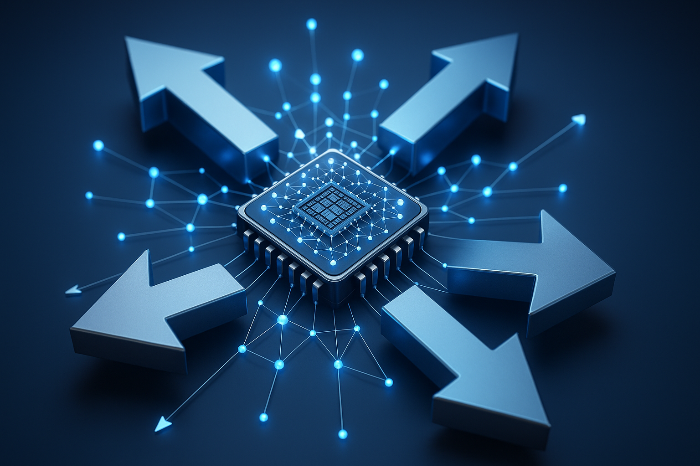 데이터 기반 전략 실행 로드맵을 상징하는 네트워크 허브 이미지