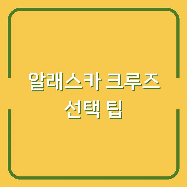 알래스카 크루즈 선택 팁