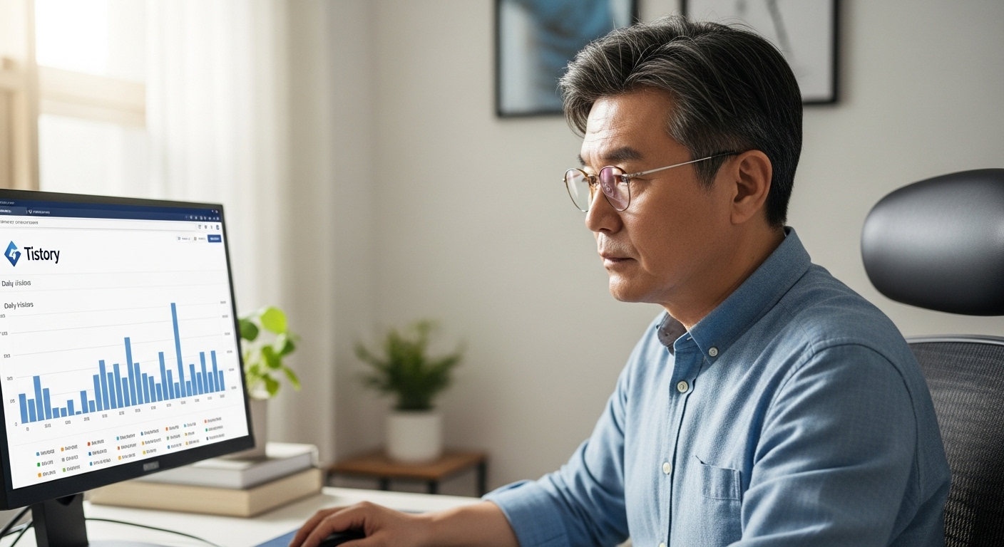 블로그 통계를 보며 다음 글 주제를 정리하는 장면