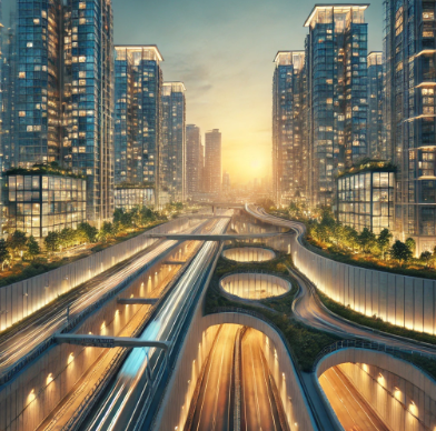 지하화 된 경인고속도로와 부천아이파크 아파트 이미지