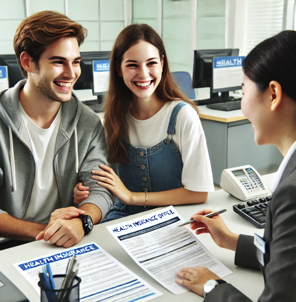 건강보험공단에서 등록 과정을 논의 중인 장면