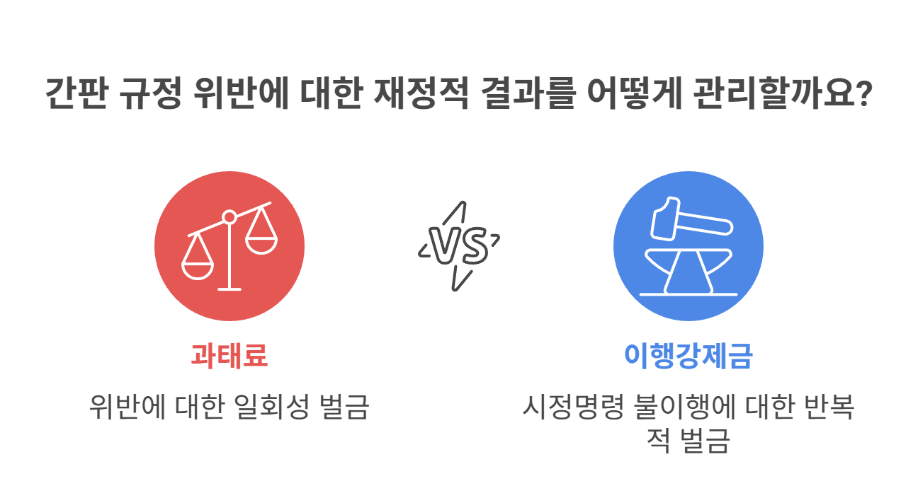 간판 규정 위반 과태료와 이행강제금, 얼마나 내야 할까?