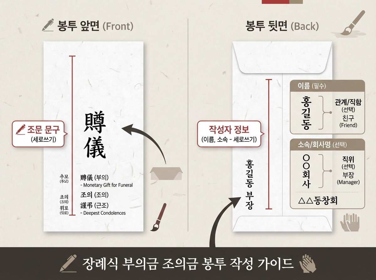 조의금 봉투 뒷면 이름 위치 안내 이미지