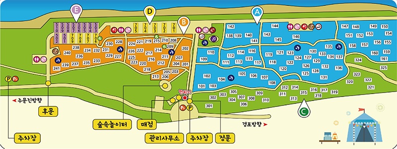 연곡해변 솔향기 캠핑장 배치도