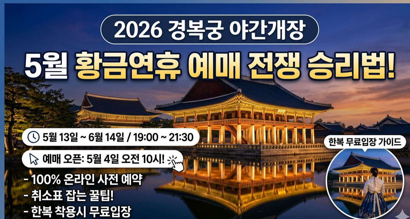 2026 경복궁 야간개장 예매 전쟁 승리법: 5월 황금연휴 티켓팅 꿀팁 총정리