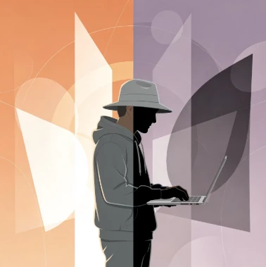 검은색과 흰색 중간에 서있는 사람 일러스트 이미지