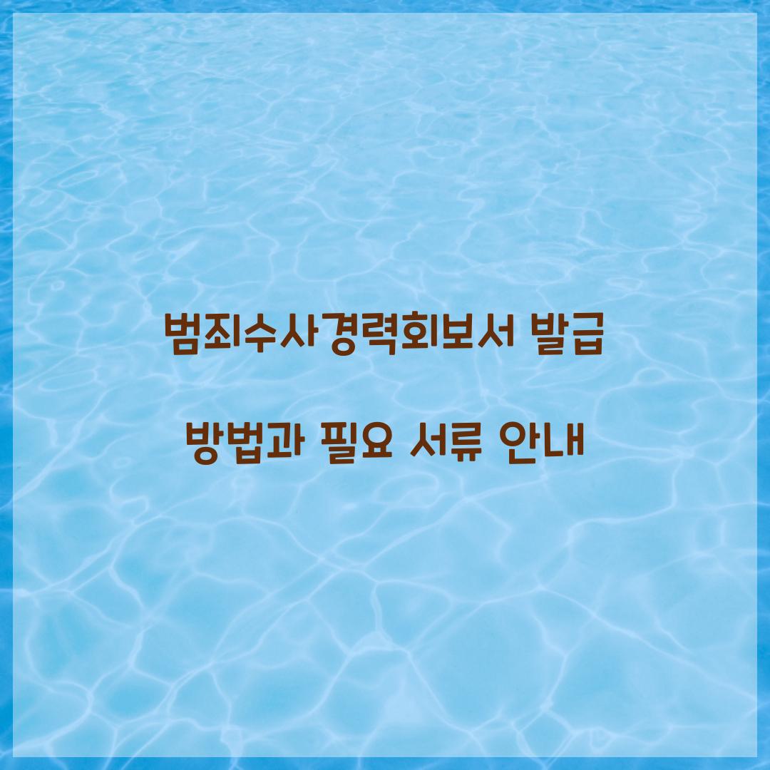 범죄수사경력회보서 발급