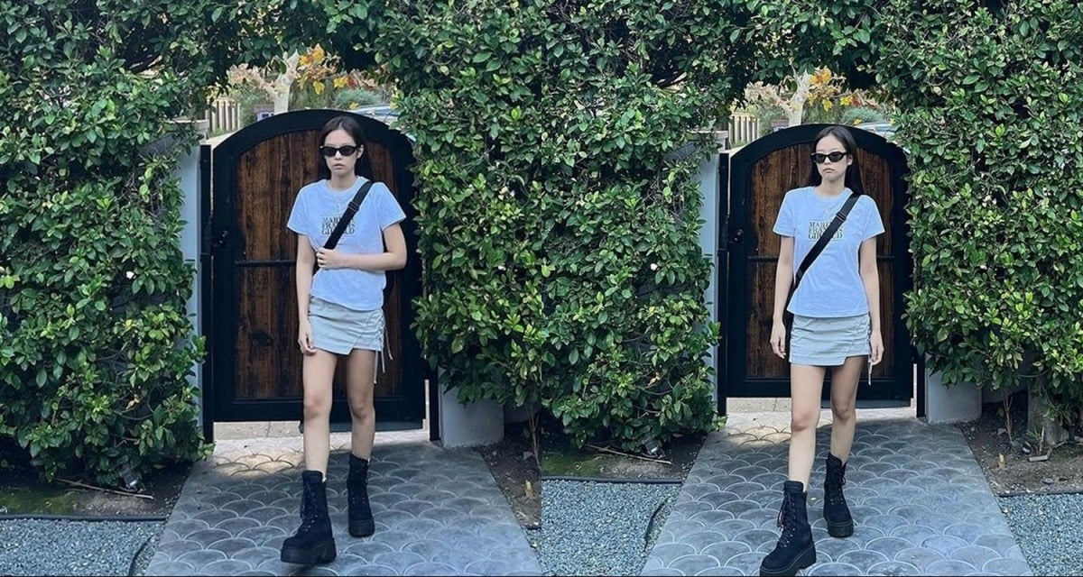 블랙핑크 제니가 마리떼 프랑소와 저버 제품을 착용한 모습.