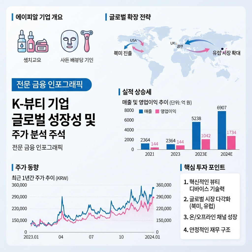 에이피알 주가 전망과 글로벌 실적 성장성을 분석하는 금융 이미지