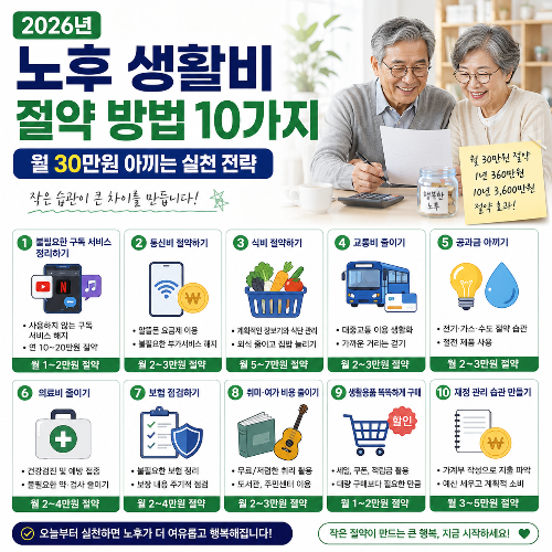 2026년 노후 생활비 절약 방법 10가지
