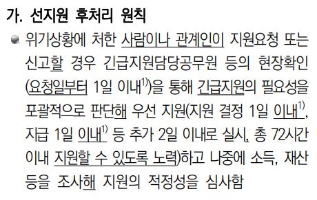 선지원 후처리 원칙