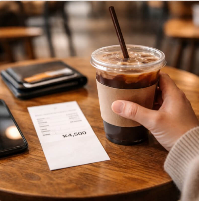카페 커피 소비가 반복되며 생활비에 영향을 주는 일상 장면