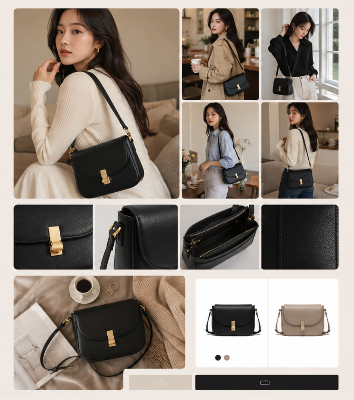 Comparison between a standard product listing page and a high-converting fashion accessory detail page