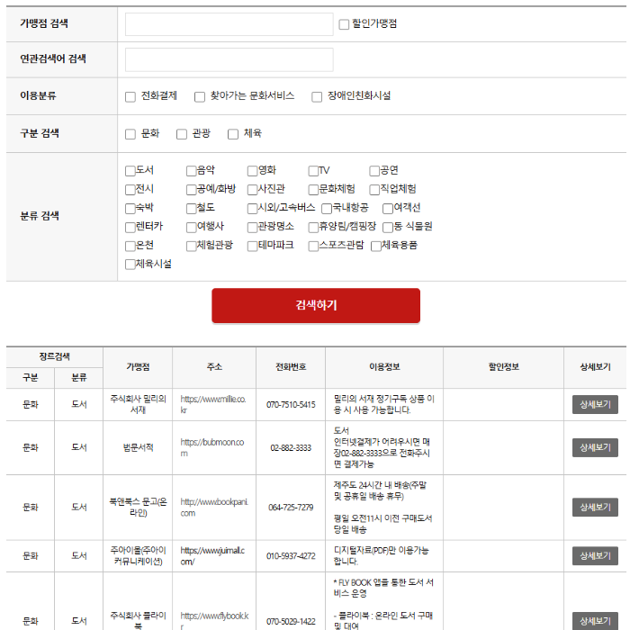 문화누리카드 사용처