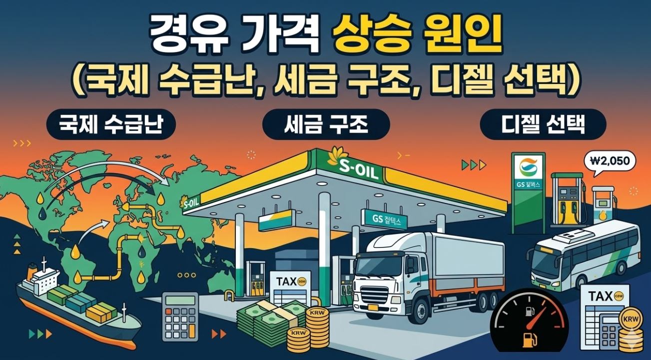 경유 가격 상승 원인 포스팅 썸네일 사진