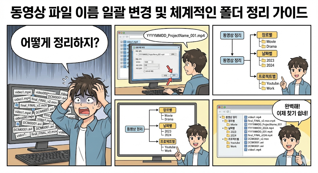 동영상 파일 이름 일괄 변경 및 체계적인 폴더 정리 가이드
