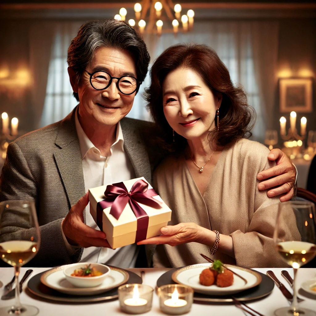 은퇴-부부의-생일날-저녁-식사-모습