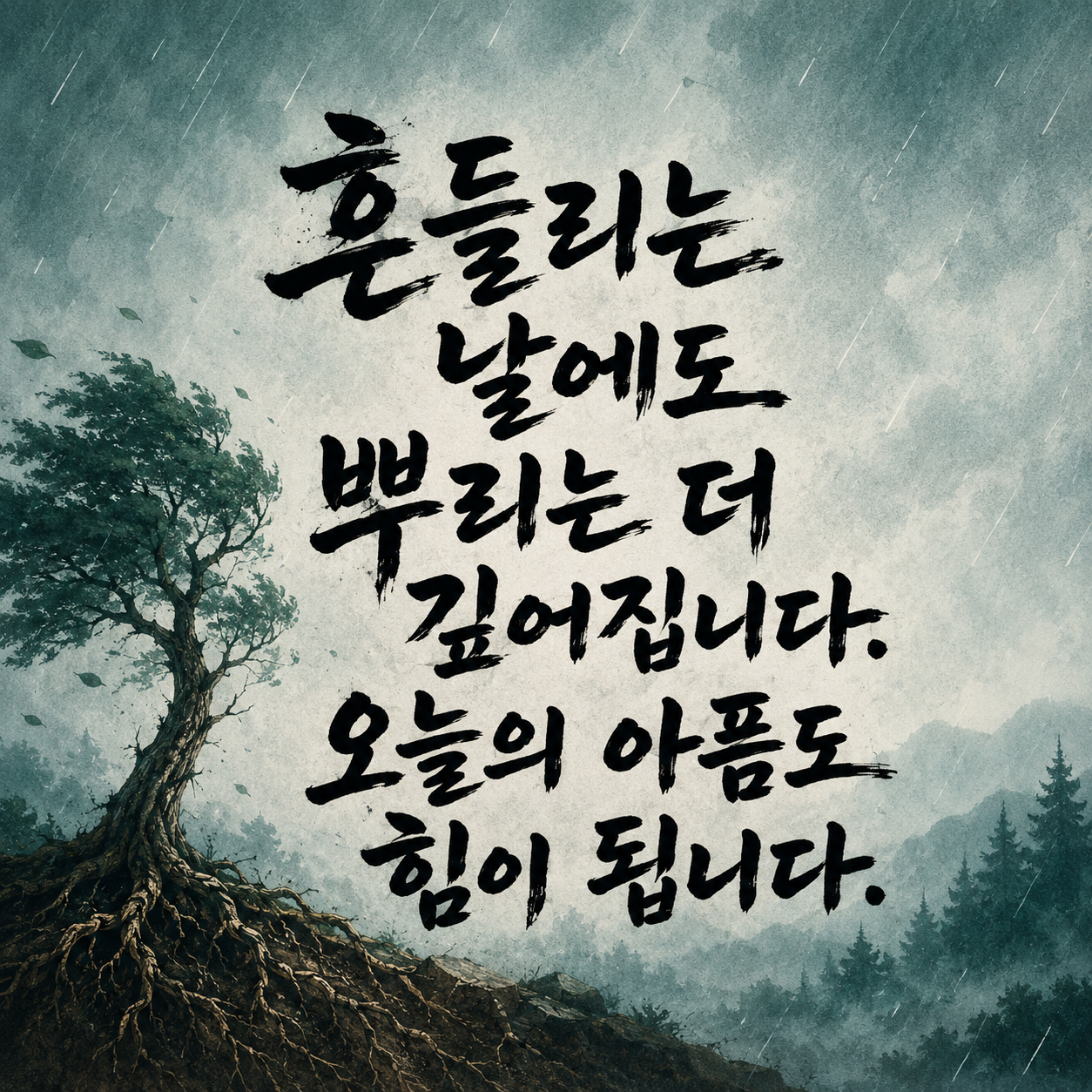 흔들리는 날 힘이 되는 위로 캘리그라피 문구 이미지