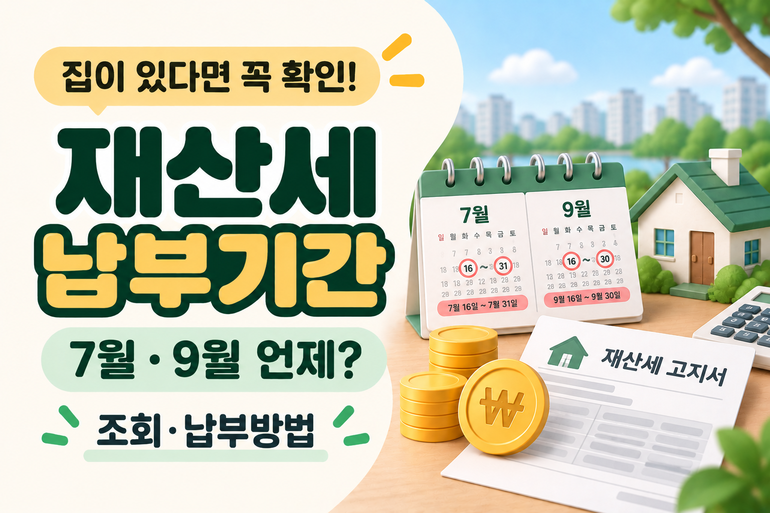 재산세 납부기간 7월 9월과 위택스 조회 납부방법 안내