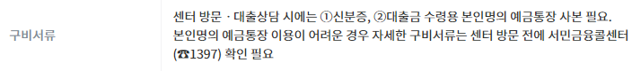 서민금융진흥원 홈페이지 소액생계비