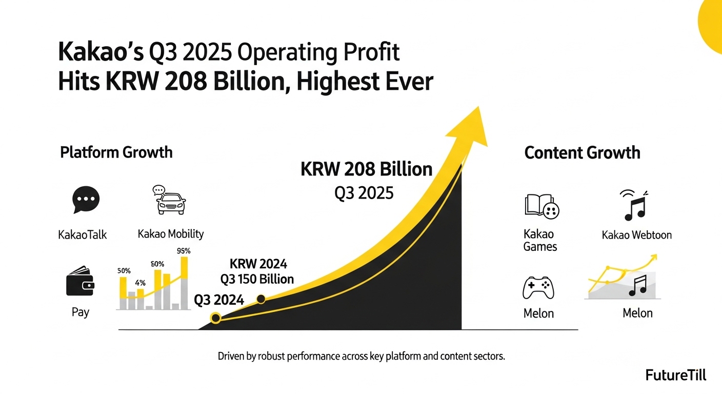 카카오 2025 3분기 영업이익 2080억 역대 최대 실적 플랫폼 콘텐츠 성장 인포그래픽 퓨처틸