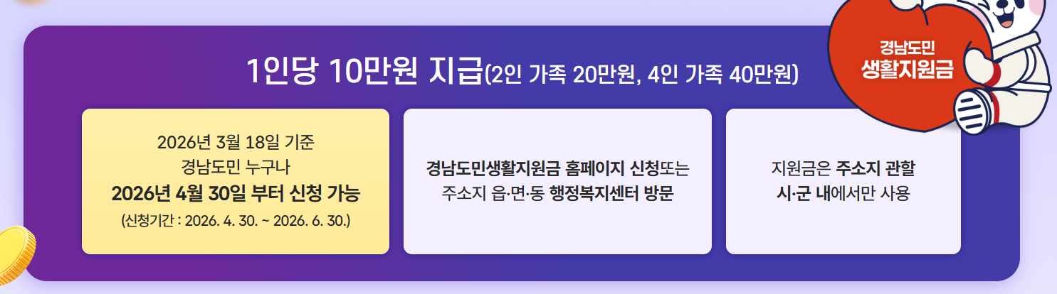 경남도민 생활지원금 10만원 신청하러 가기