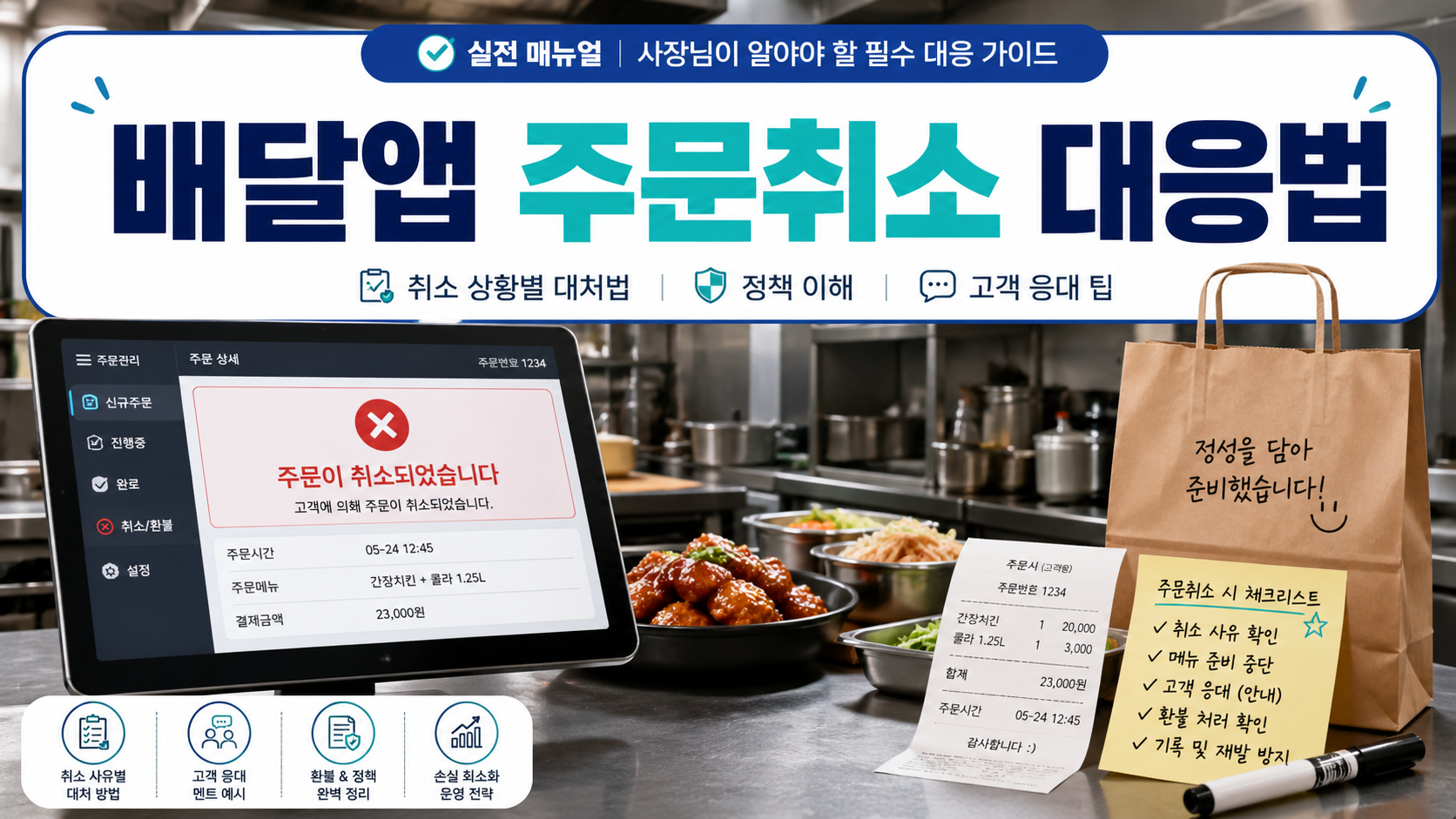 배달앱 주문취소 대응 방법과 음식점 사장이 손해를 줄이기 위해 확인해야 할 기준 정리 이미지