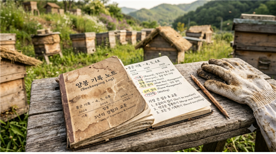 양봉 운영 기록 노트 장면
