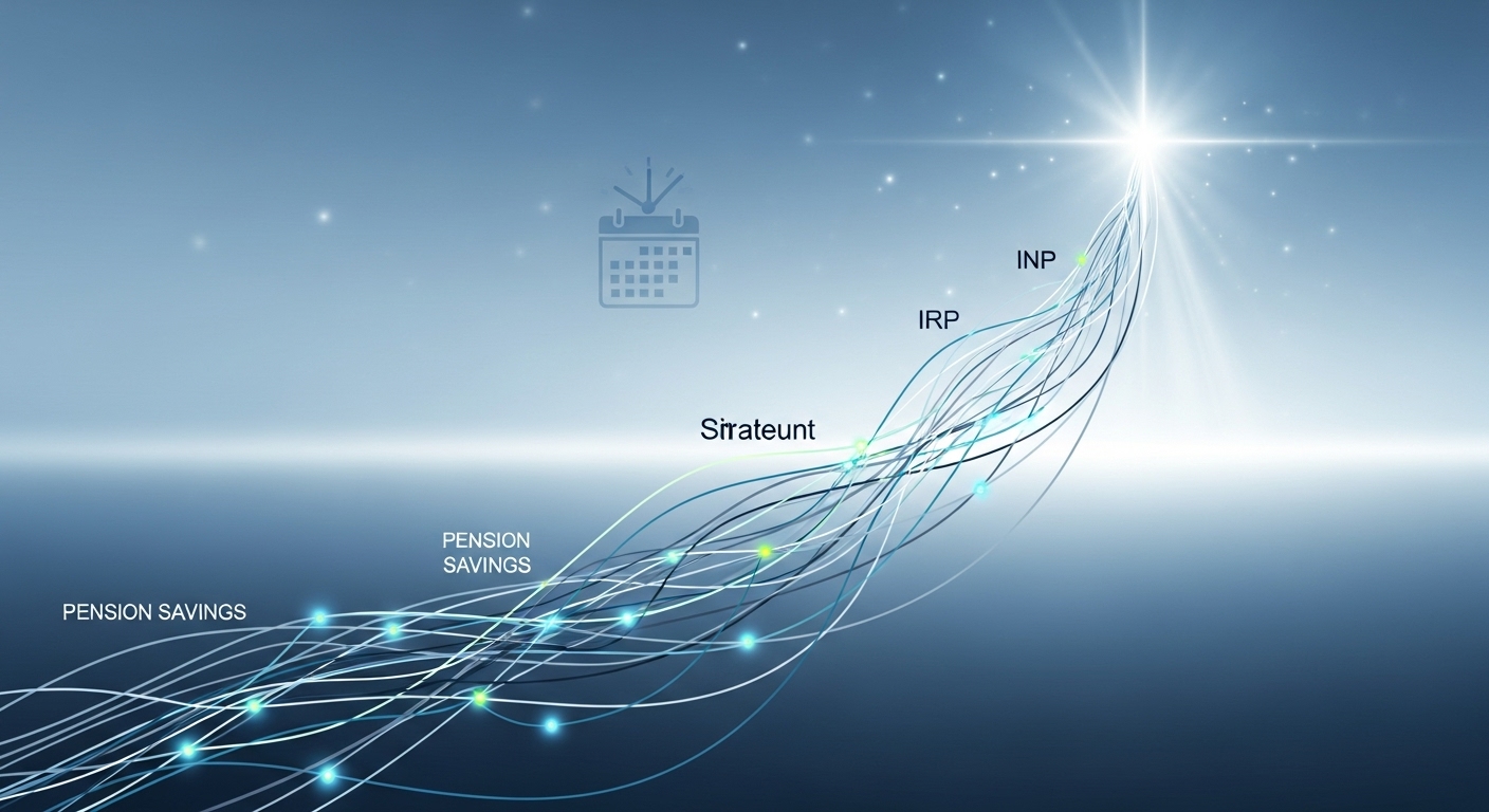 다양한 투자 자산이 장기적으로 성장하는 모습을 시각화한 추상적인 이미지. 여러 투자 선이 밝은 지평선을 향해 상승하며 복리 효과와 자산 배분을 나타낸다.