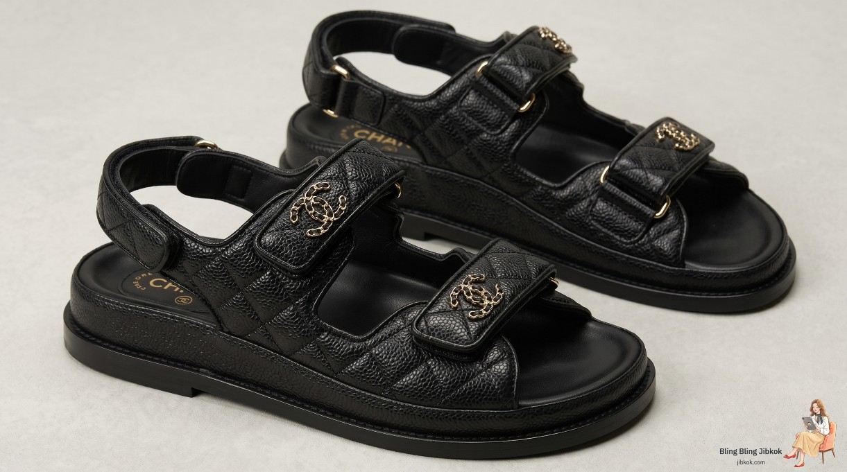 샤넬 퀼팅 대드 샌들 블랙 (chanel dad sandals quilted black)