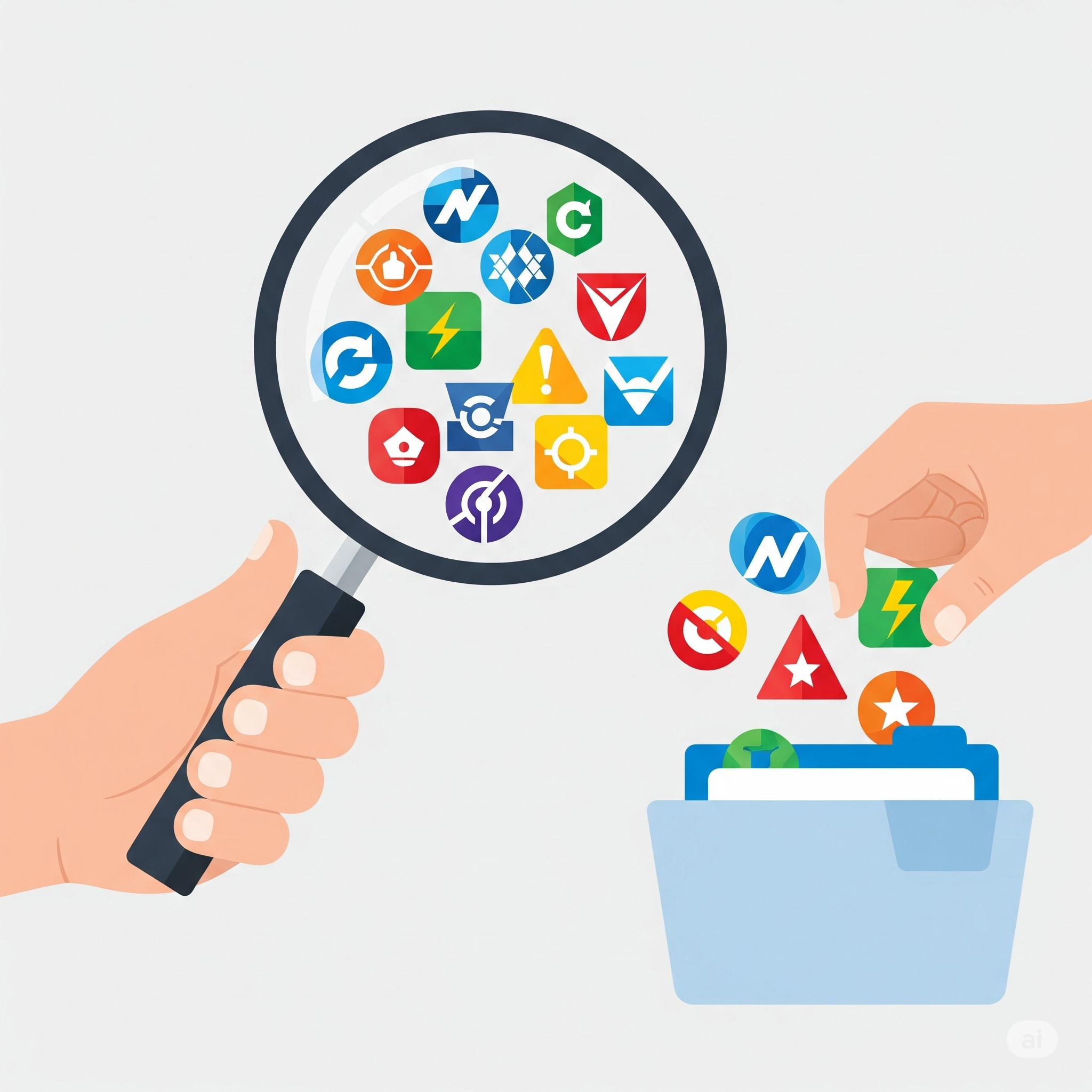 여러 배당주 후보군 중에서 돋보기로 우량 기업을 골라 포트폴리오를 구성하는 모습