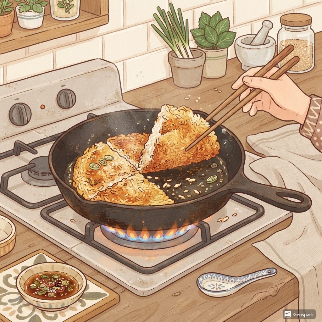 [자취생 간단 요리]냉동 볶음밥 밥전 (얇게 펴기, 약불 굽기, 치즈 토핑)
