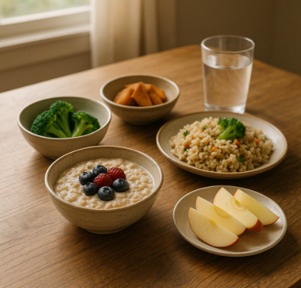 사과 귀리 브루컬리 당근 식단